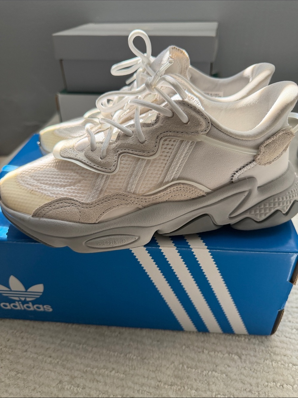 adidas Ozweego White grey and Cream Athletic Sneakers